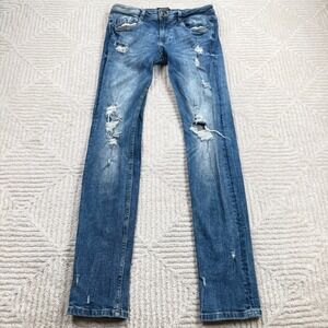 Zara Trafaluc Jeans Women's 6 Distressed Slim Straight Street Indie Edgy Y2K
